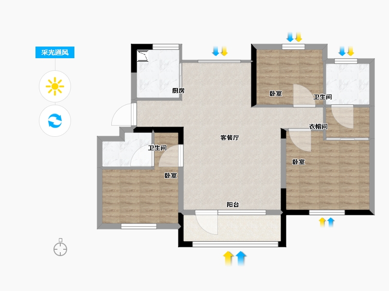 辽宁省-营口市-保利五月花-92.00-户型库-采光通风