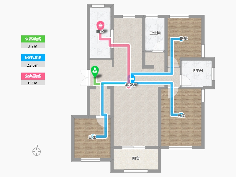 辽宁省-大连市-大连玉兰花园二期-98.36-户型库-动静线