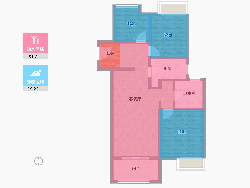 河北省-唐山市-华彩唐荣府二期-71.81-户型库-动静分区