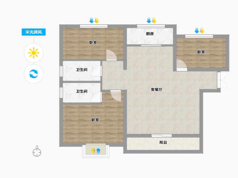 河北省-邢台市-东昇华府-89.11-户型库-采光通风