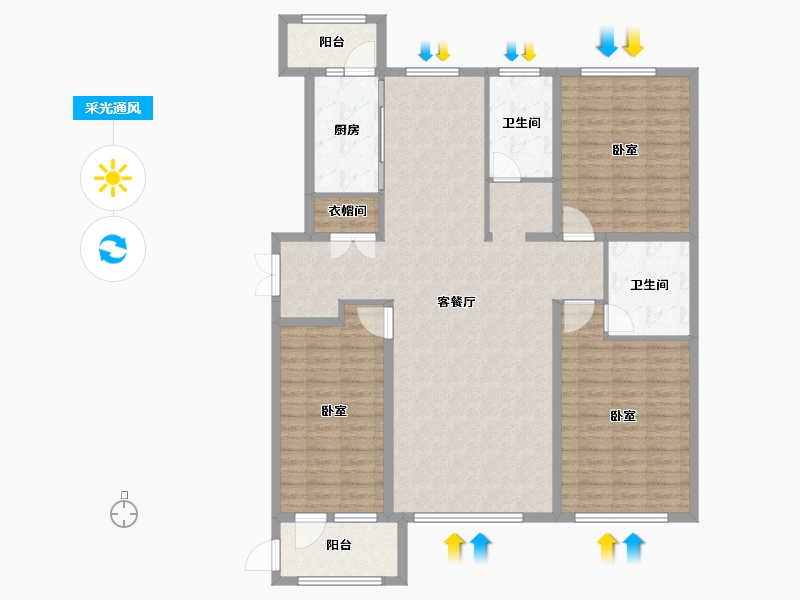 黑龙江省-佳木斯市-万公馆-143.09-户型库-采光通风