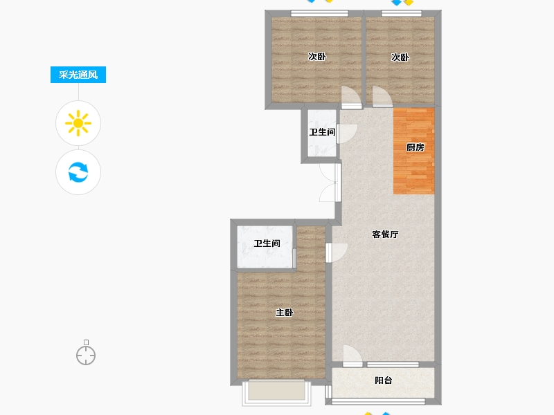 吉林省-延边朝鲜族自治州-水韵蓝天-92.00-户型库-采光通风