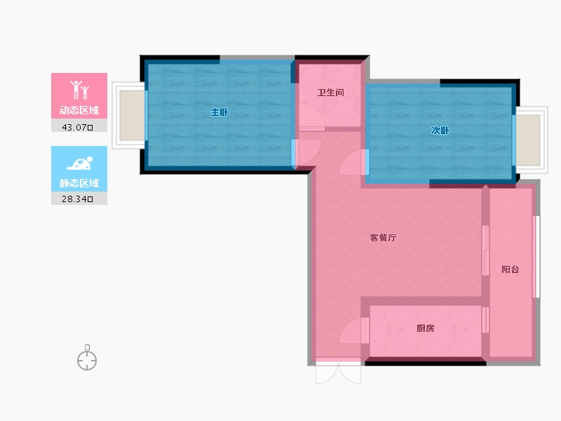 云南省-西双版纳傣族自治州-俊都大城-62.73-户型库-动静分区