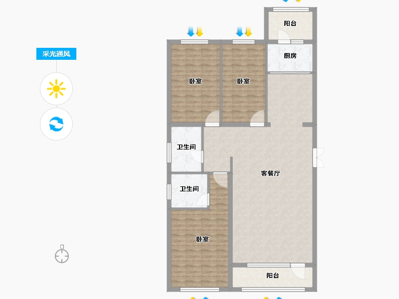 黑龙江省-佳木斯市-万公馆-131.07-户型库-采光通风