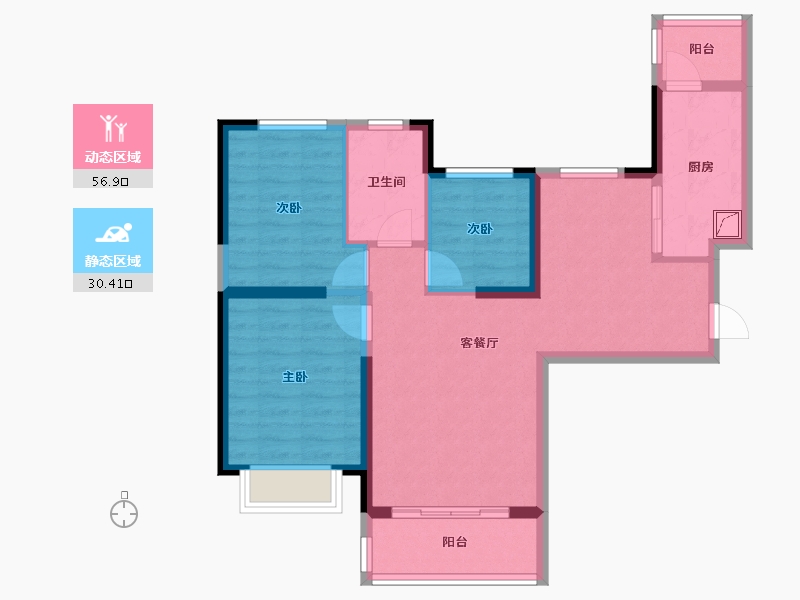 黑龙江省-哈尔滨市-哈尔滨恒大中央广场-77.21-户型库-动静分区