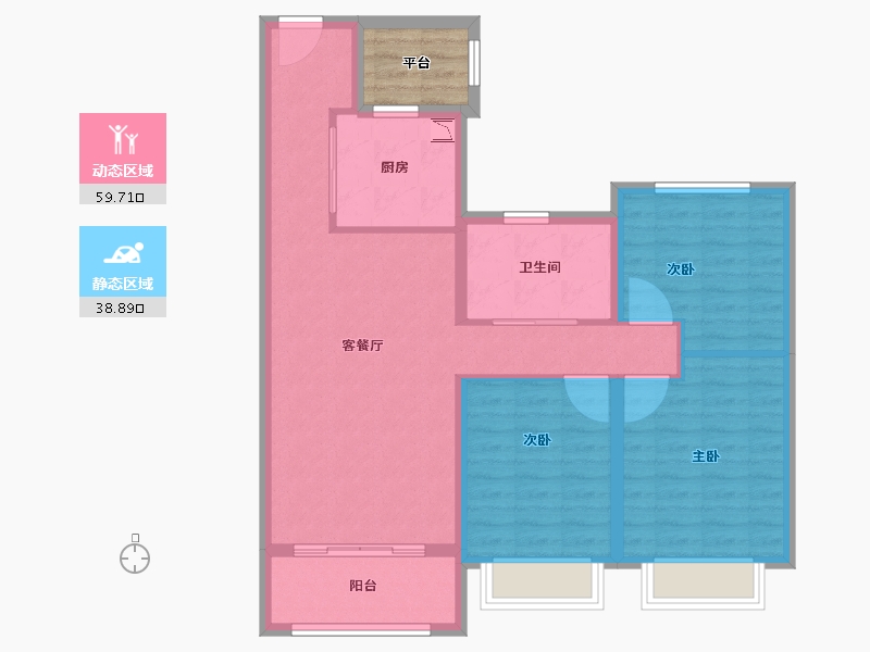 黑龙江省-哈尔滨市-中海时代公馆-92.01-户型库-动静分区