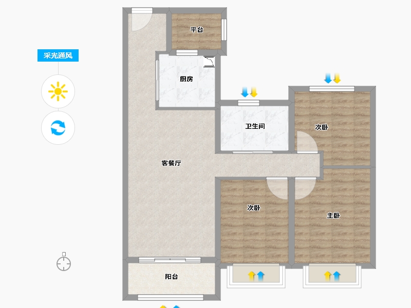 黑龙江省-哈尔滨市-中海时代公馆-92.01-户型库-采光通风