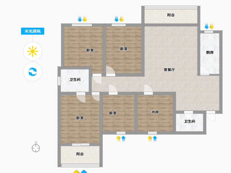 山西省-太原市-天鼎华府-124.94-户型库-采光通风