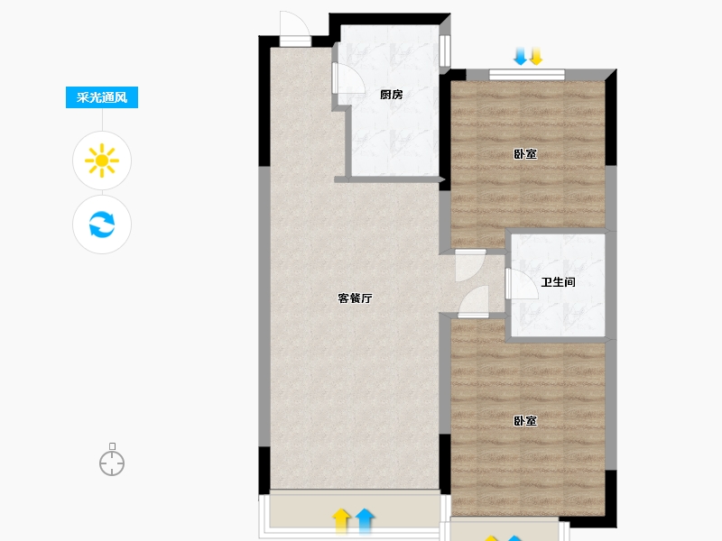 辽宁省-大连市-阳光城未来悦-71.00-户型库-采光通风