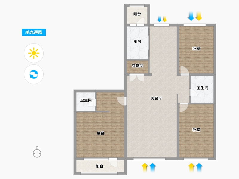 黑龙江省-佳木斯市-万公馆-160.51-户型库-采光通风