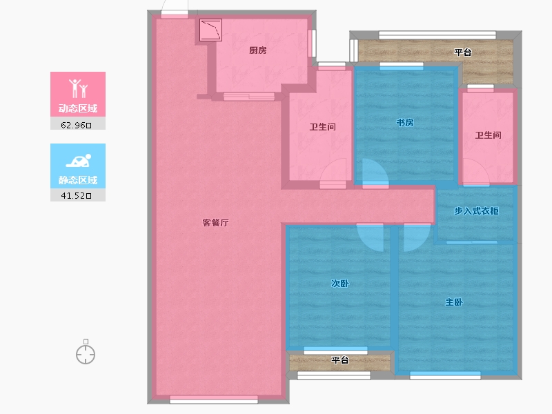 黑龙江省-哈尔滨市-中海天誉-98.43-户型库-动静分区