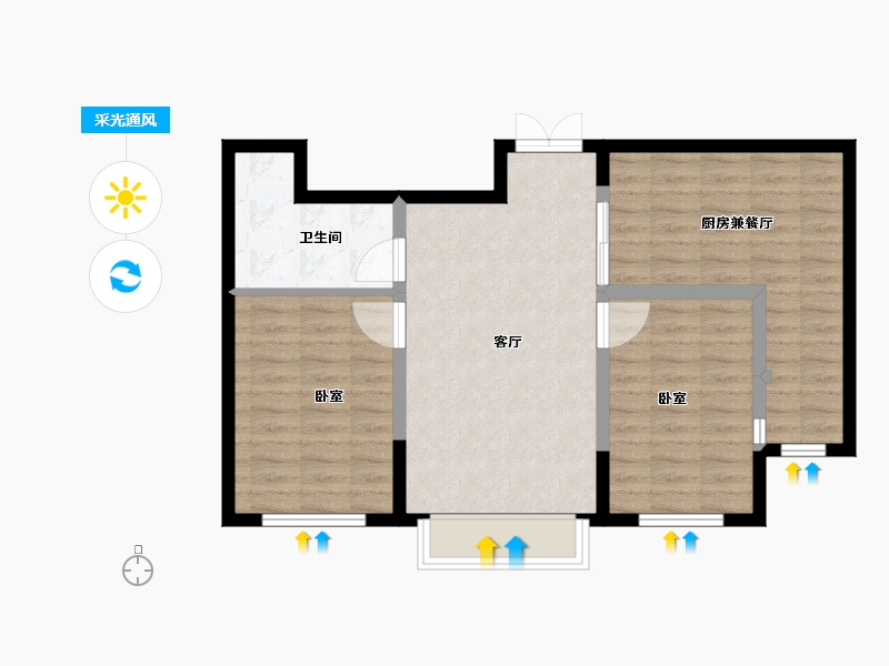 黑龙江省-佳木斯市-宜福·九郡-71.52-户型库-采光通风