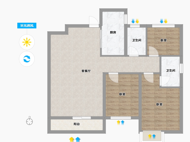 河北省-邢台市-中鼎理想城-81.00-户型库-采光通风