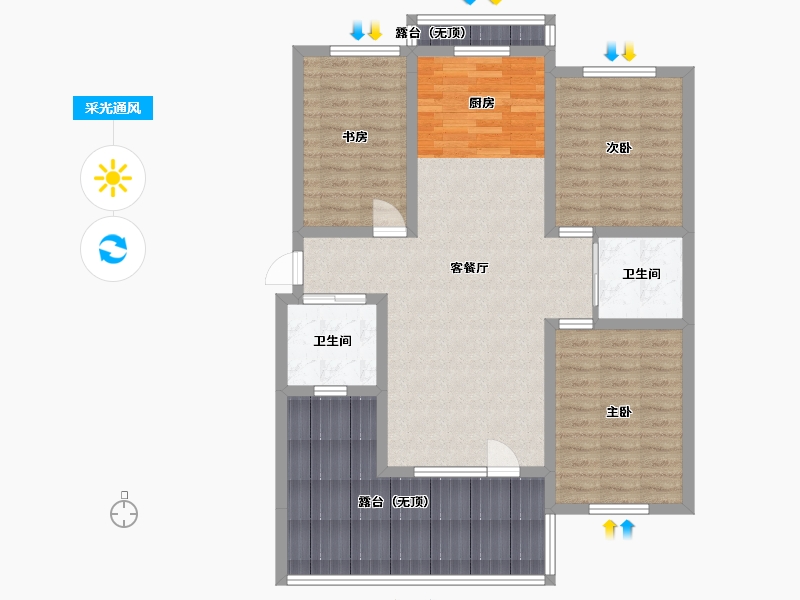 吉林省-延边朝鲜族自治州-大信丽水家邑-102.16-户型库-采光通风