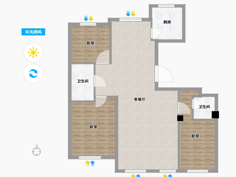 辽宁省-大连市-学府尚居三期-108.00-户型库-采光通风