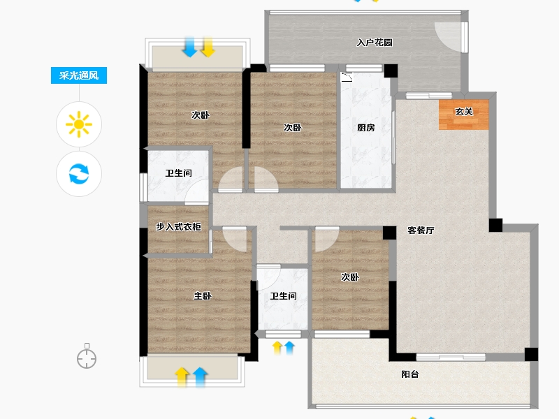 云南省-曲靖市-桐乐公园学府-120.36-户型库-采光通风