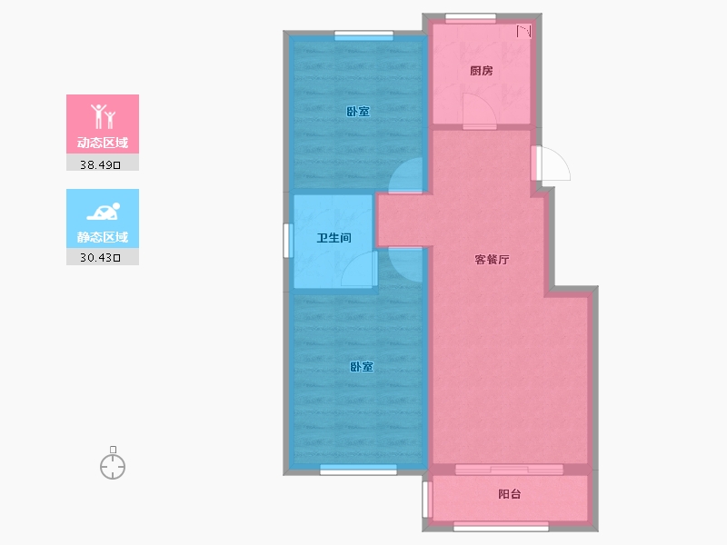 辽宁省-葫芦岛市-红海湾二期-61.40-户型库-动静分区