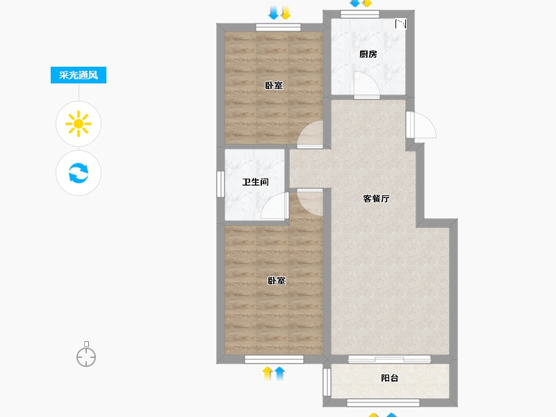 辽宁省-葫芦岛市-红海湾二期-61.40-户型库-采光通风