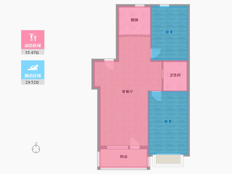 辽宁省-丹东市-全德·仕林华府-77.52-户型库-动静分区