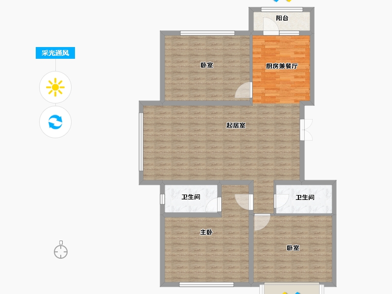 黑龙江省-佳木斯市-宜福·九郡-118.09-户型库-采光通风