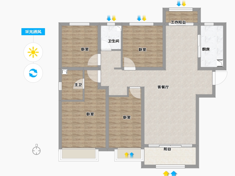 山西省-太原市-保利壹号公馆四期-119.00-户型库-采光通风