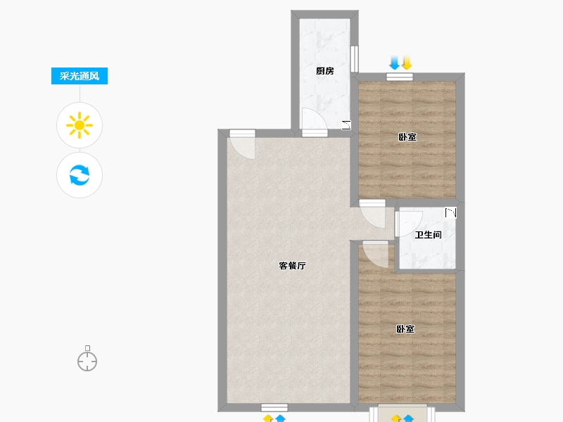 辽宁省-锦州市-东一锦绣蓝湾-63.95-户型库-采光通风