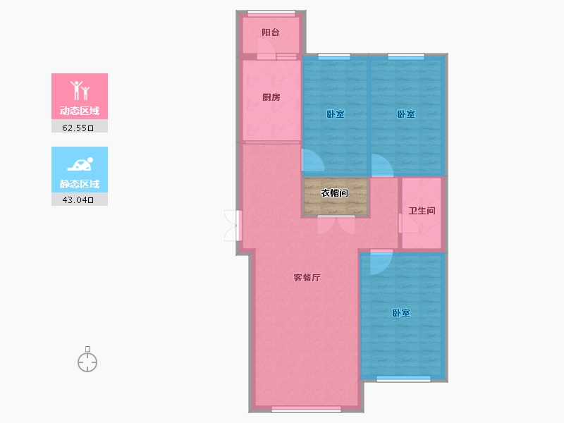 黑龙江省-佳木斯市-万公馆-100.64-户型库-动静分区