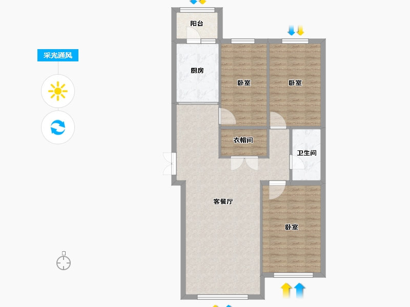 黑龙江省-佳木斯市-万公馆-100.64-户型库-采光通风