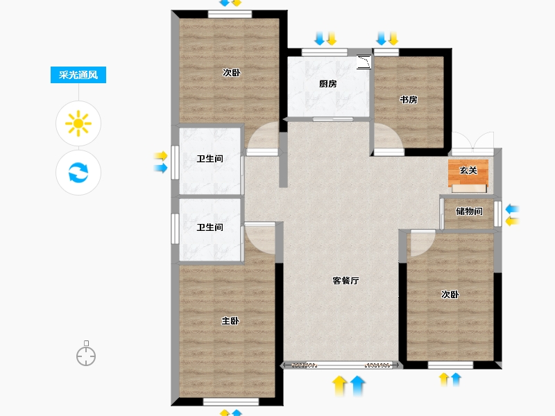 黑龙江省-牡丹江市-月星环球城-93.23-户型库-采光通风