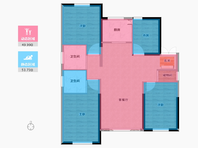 黑龙江省-牡丹江市-月星环球城-93.23-户型库-动静分区