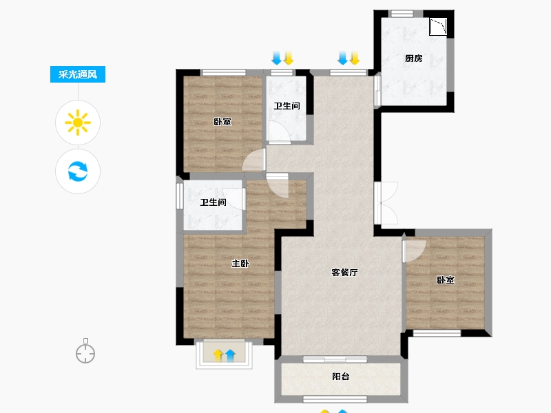 辽宁省-葫芦岛市-坤泰·云著-88.97-户型库-采光通风