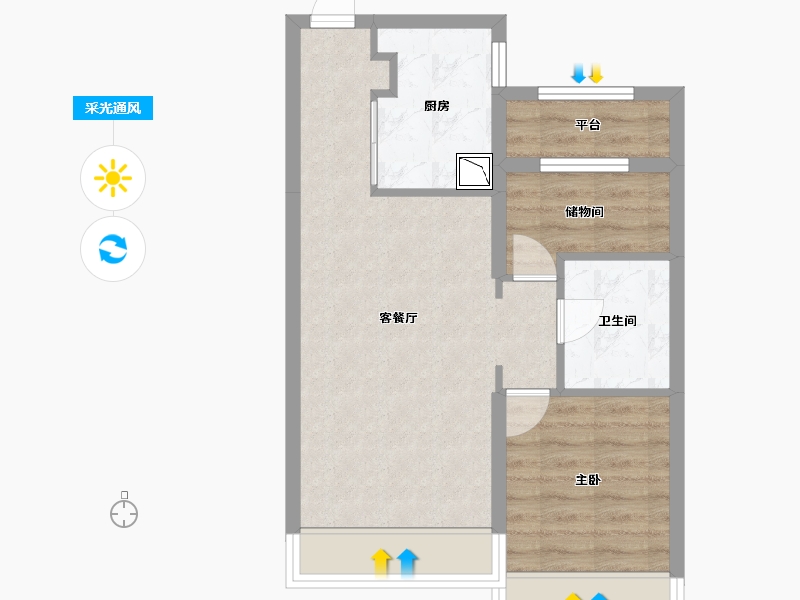 黑龙江省-哈尔滨市-融创公园壹号-54.44-户型库-采光通风