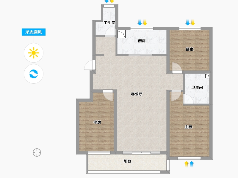 辽宁省-葫芦岛市-红海湾二期-99.95-户型库-采光通风