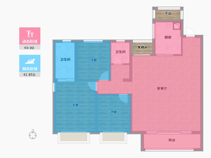 黑龙江省-哈尔滨市-中粮·锦云世家-106.88-户型库-动静分区