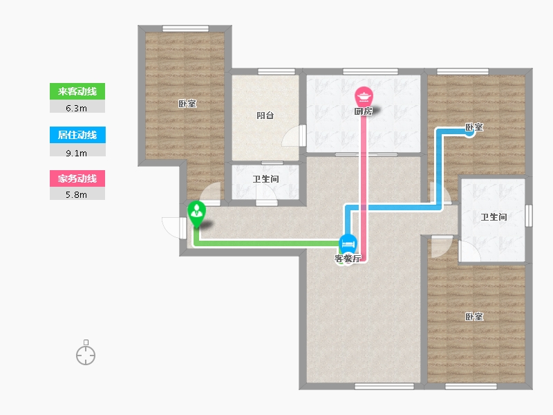 辽宁省-大连市-中航国际广场-119.04-户型库-动静线