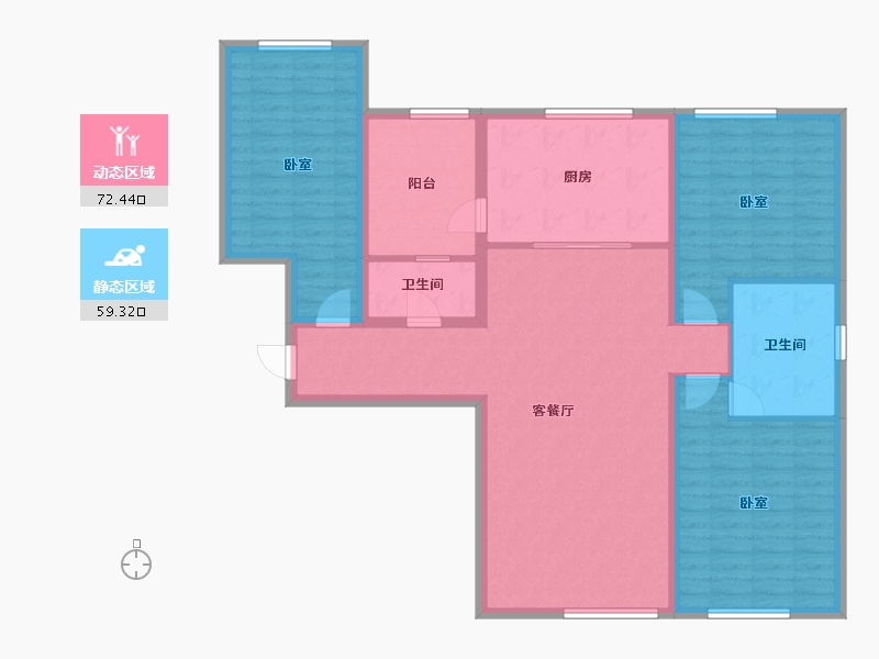 辽宁省-大连市-中航国际广场-119.04-户型库-动静分区