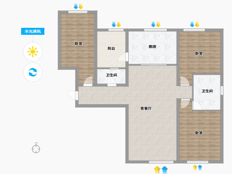 辽宁省-大连市-中航国际广场-119.04-户型库-采光通风