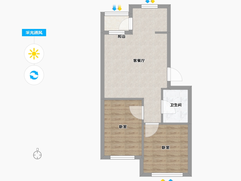 辽宁省-大连市-学府尚居三期-51.98-户型库-采光通风