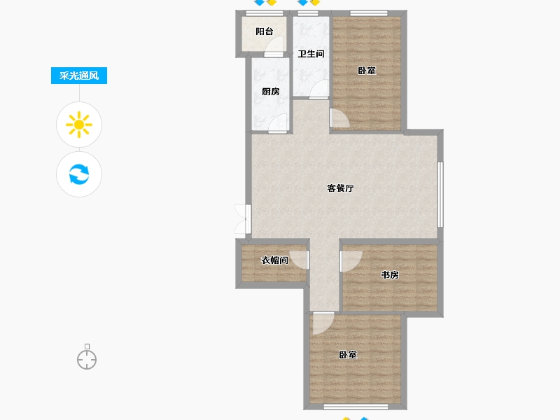 黑龙江省-佳木斯市-万公馆-94.56-户型库-采光通风