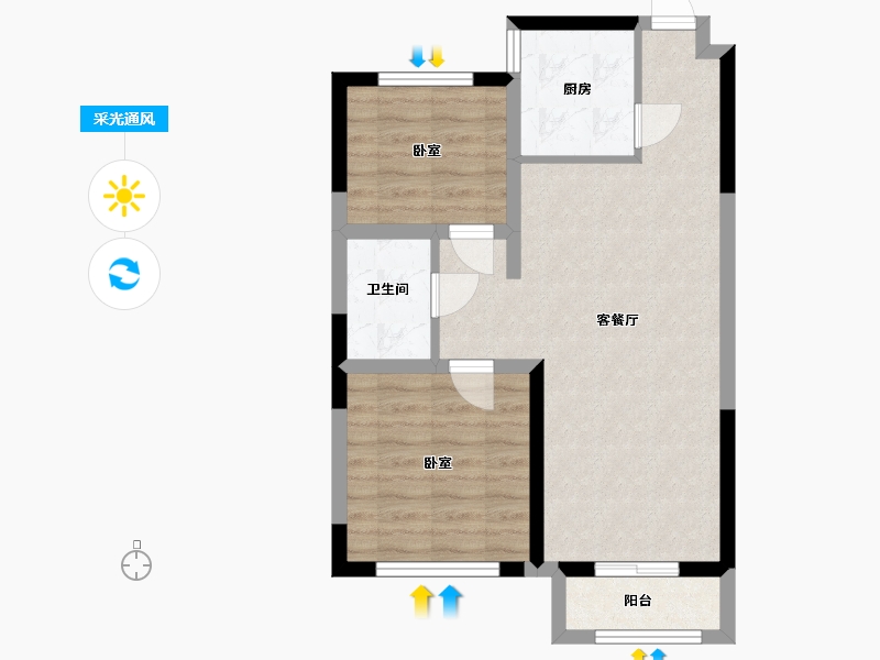 辽宁省-鞍山市-兴东领世郡-59.52-户型库-采光通风