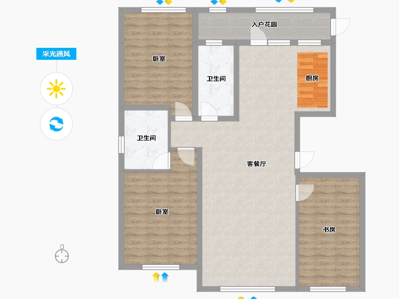 辽宁省-葫芦岛市-乾瑞·嘉山墅 │天悦-112.04-户型库-采光通风