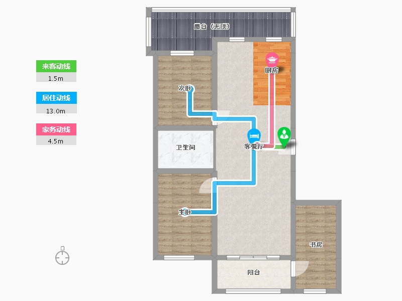 吉林省-延边朝鲜族自治州-大信丽水家邑-94.79-户型库-动静线