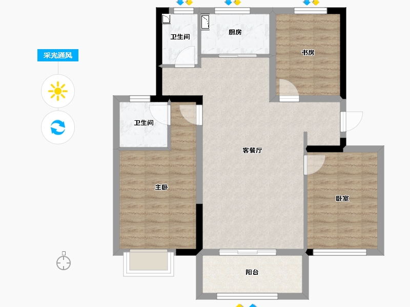 辽宁省-葫芦岛市-坤泰·云著-83.70-户型库-采光通风