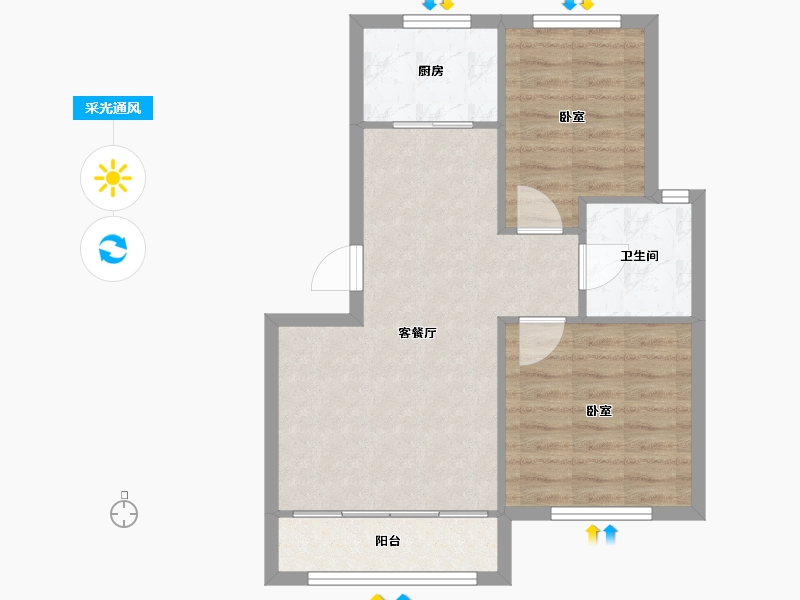 辽宁省-大连市-学府尚居三期-60.28-户型库-采光通风