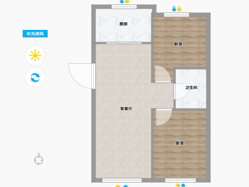 辽宁省-大连市-学府尚居三期-62.25-户型库-采光通风