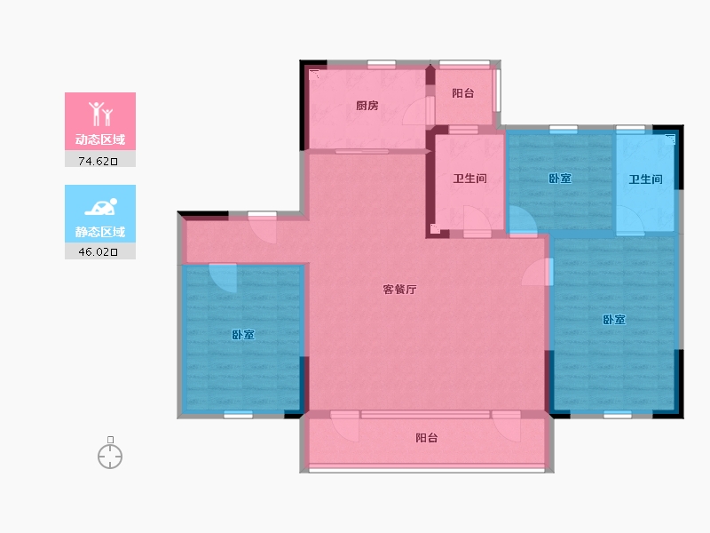 辽宁省-锦州市-碧桂园· 锦绣西湖|前程-108.23-户型库-动静分区