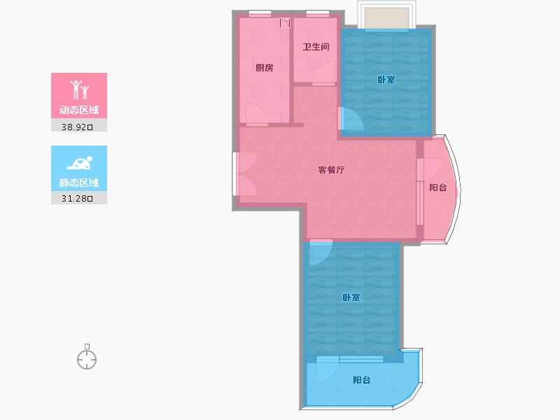 辽宁省-葫芦岛市-红海湾二期-62.49-户型库-动静分区