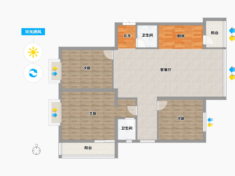 云南省-曲靖市-华厦润城-115.49-户型库-采光通风