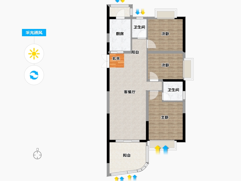 云南省-昆明市-抚仙湖广龙小镇-106.00-户型库-采光通风