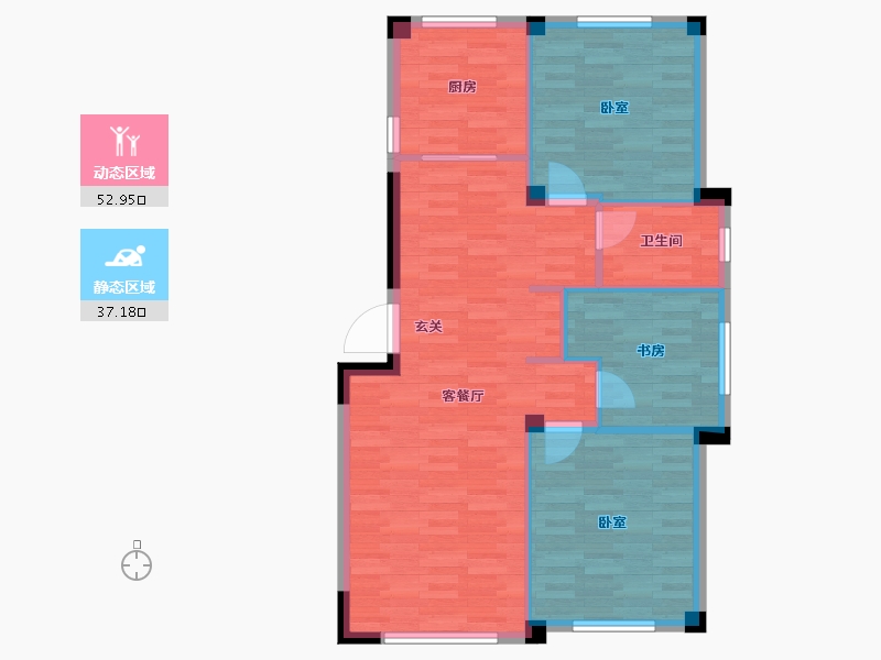 辽宁省-大连市-恒峰天泉小镇泽龙苑-82.33-户型库-动静分区